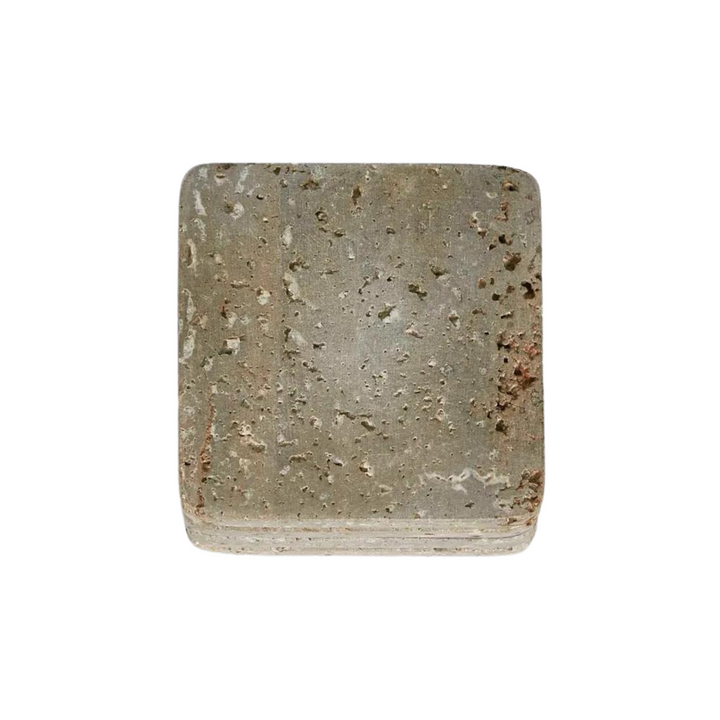 Graze Travertine Coaster Set4  Square Grey