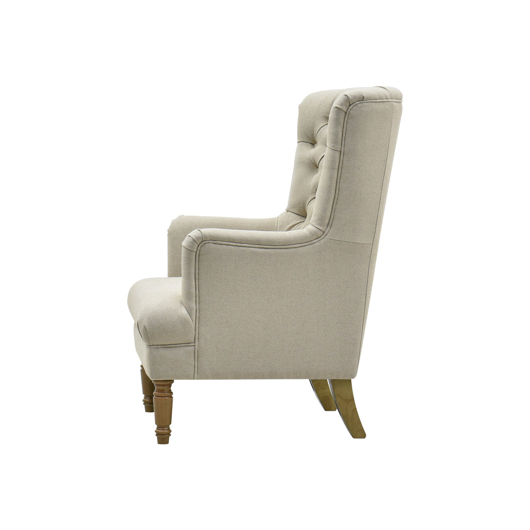 Bayside Natural Button Tufted Winged Armchair