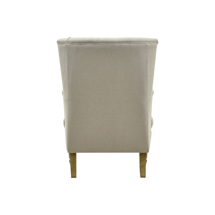 Bayside Natural Button Tufted Winged Armchair