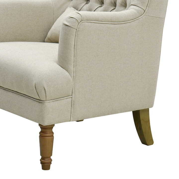 Bayside Natural Button Tufted Winged Armchair