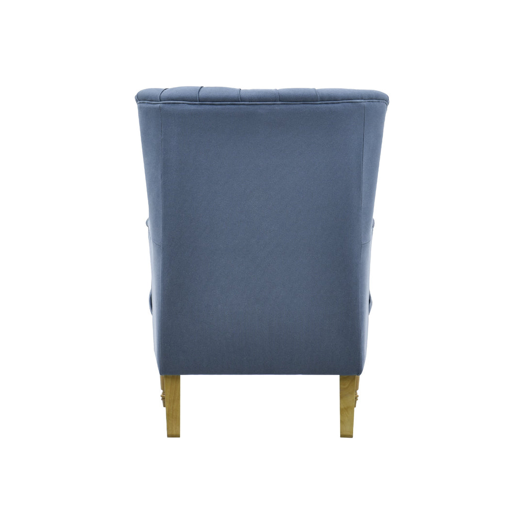 Bayside Navy Button Tufted Winged Armchair