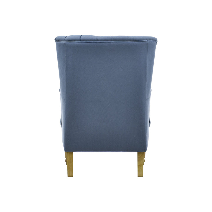 Bayside Navy Button Tufted Winged Armchair