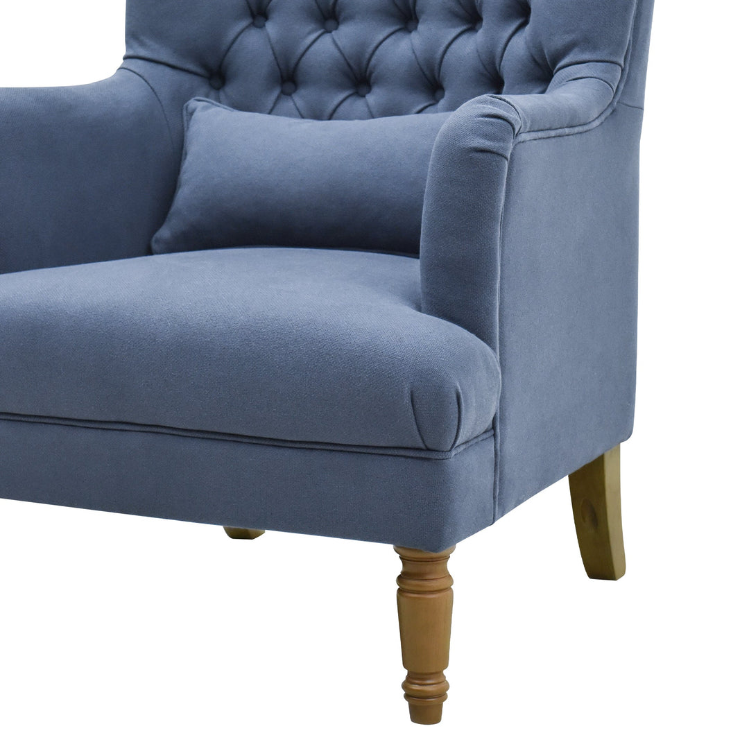 Bayside Navy Button Tufted Winged Armchair