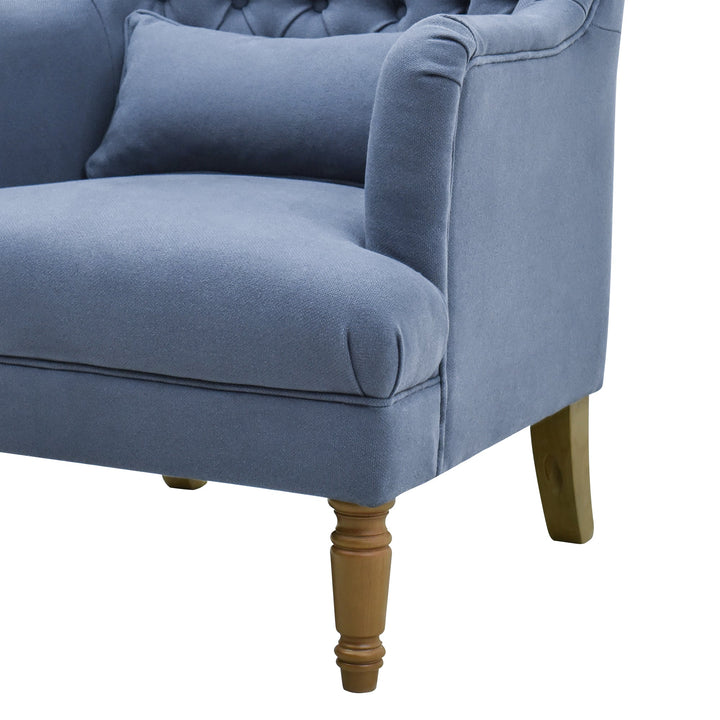 Bayside Navy Button Tufted Winged Armchair