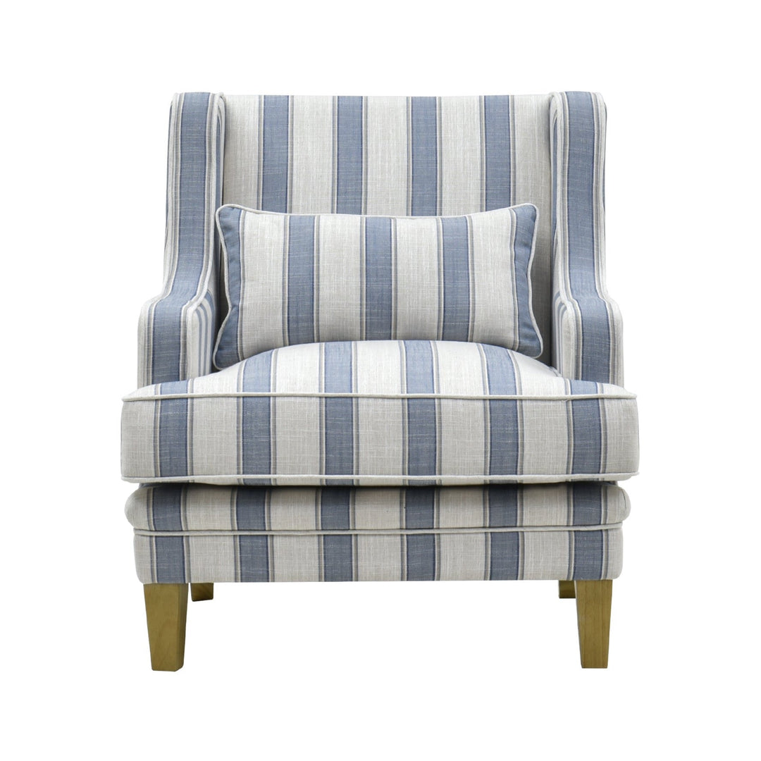 Bondi Armchair Blue Sky Stripe W/Blue Piping