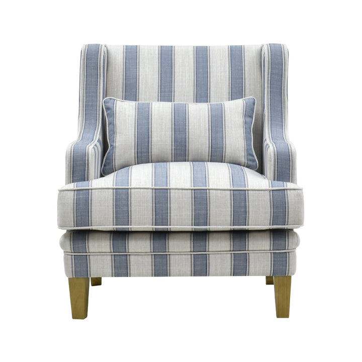 Bondi Armchair Blue Sky Stripe W/Blue Piping