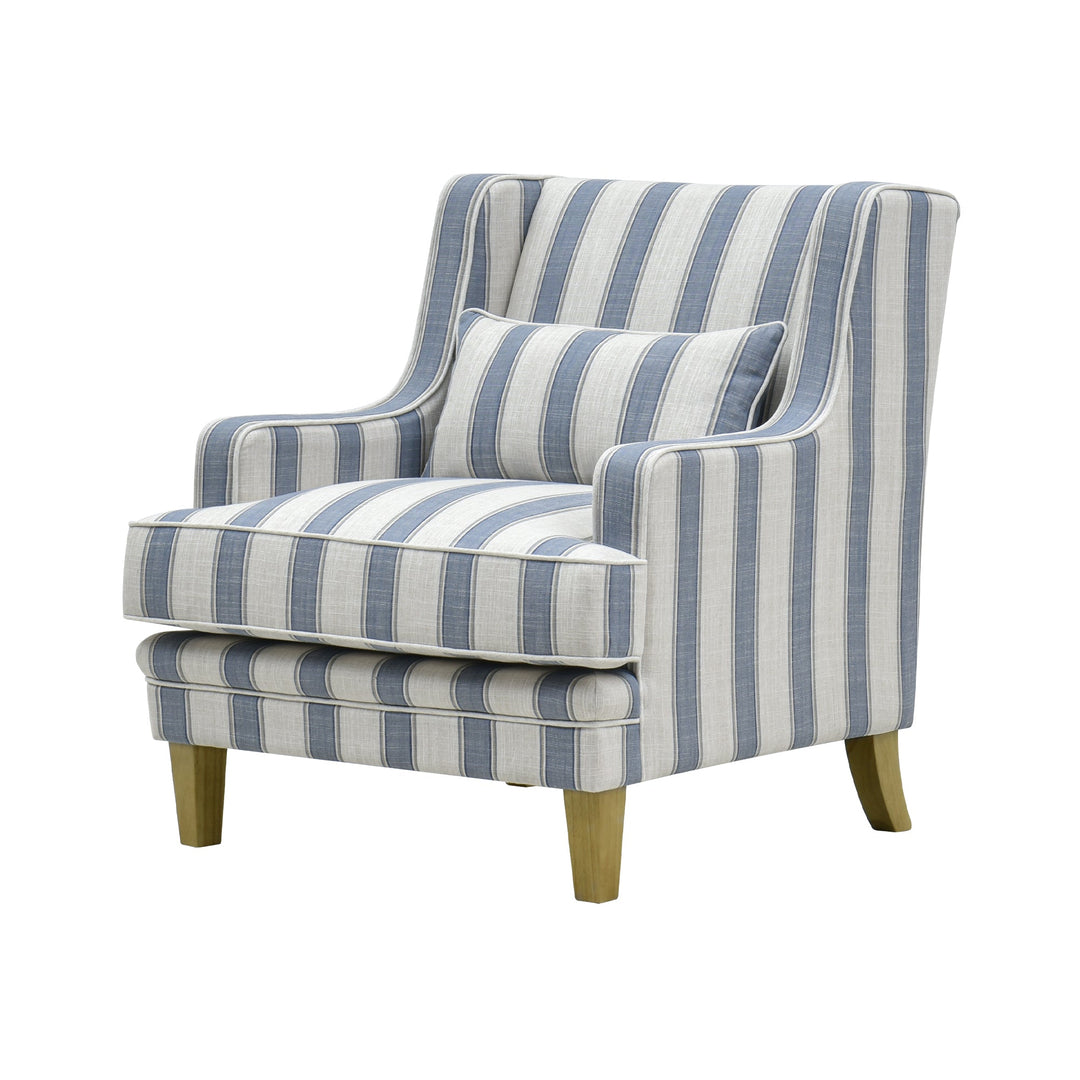 Bondi Armchair Blue Sky Stripe W/Blue Piping