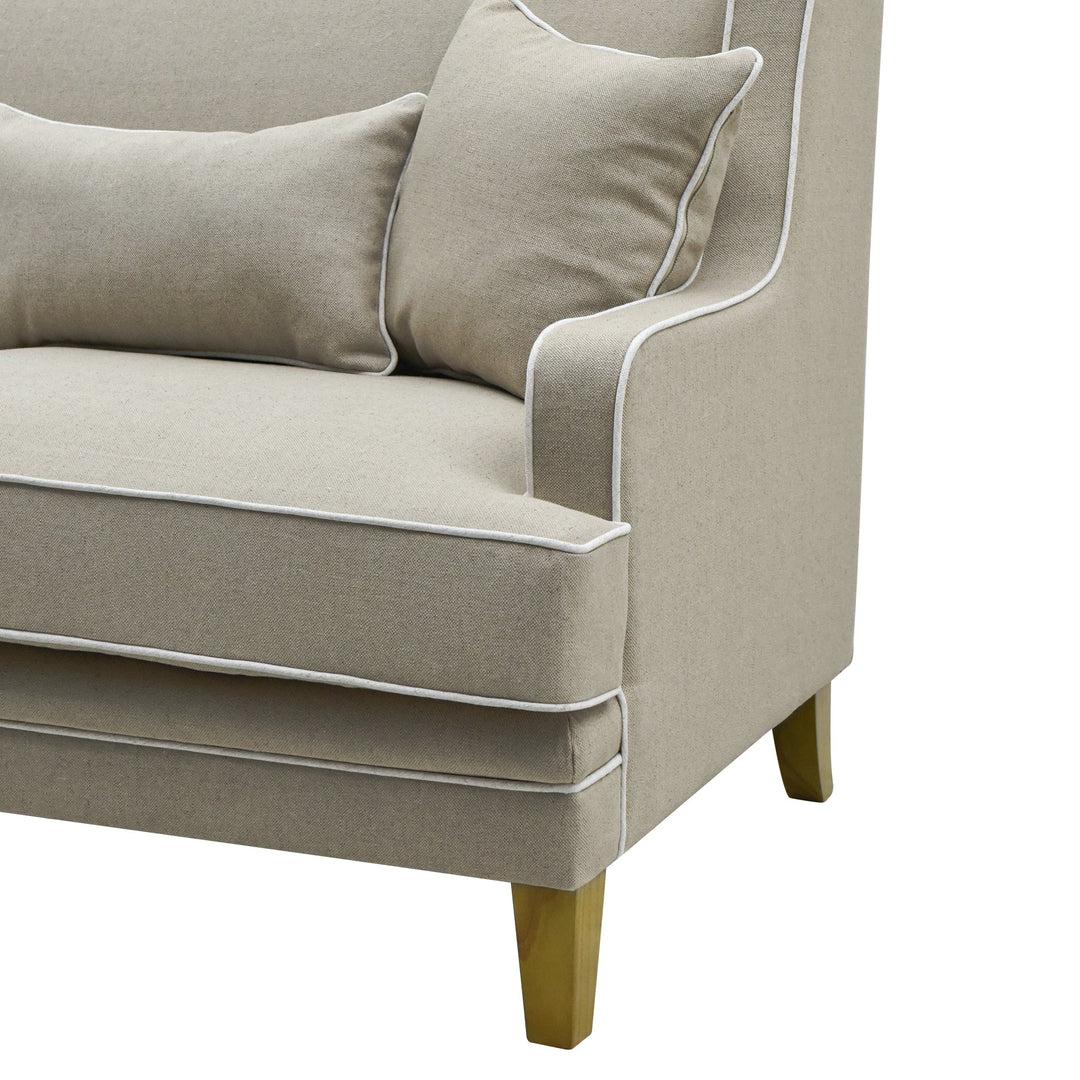Bondi 2.5 Seat Sofa Natural with White Piping