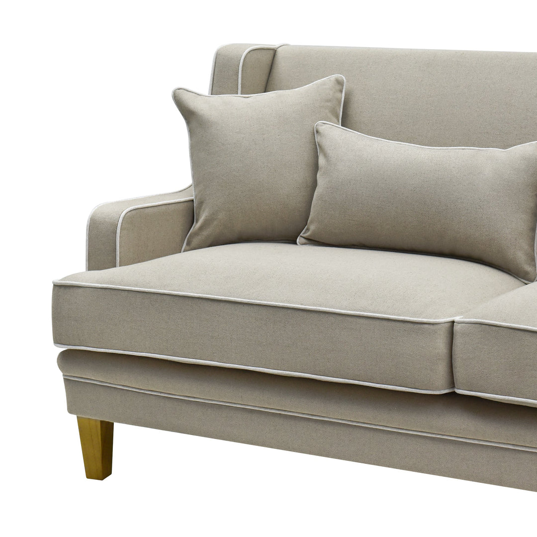 Bondi 2.5 Seat Sofa Natural with White Piping