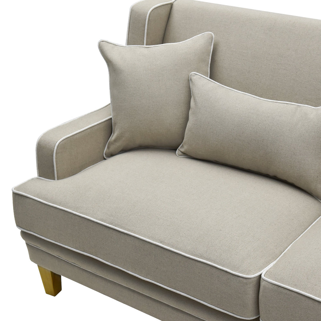 Bondi 2.5 Seat Sofa Natural with White Piping