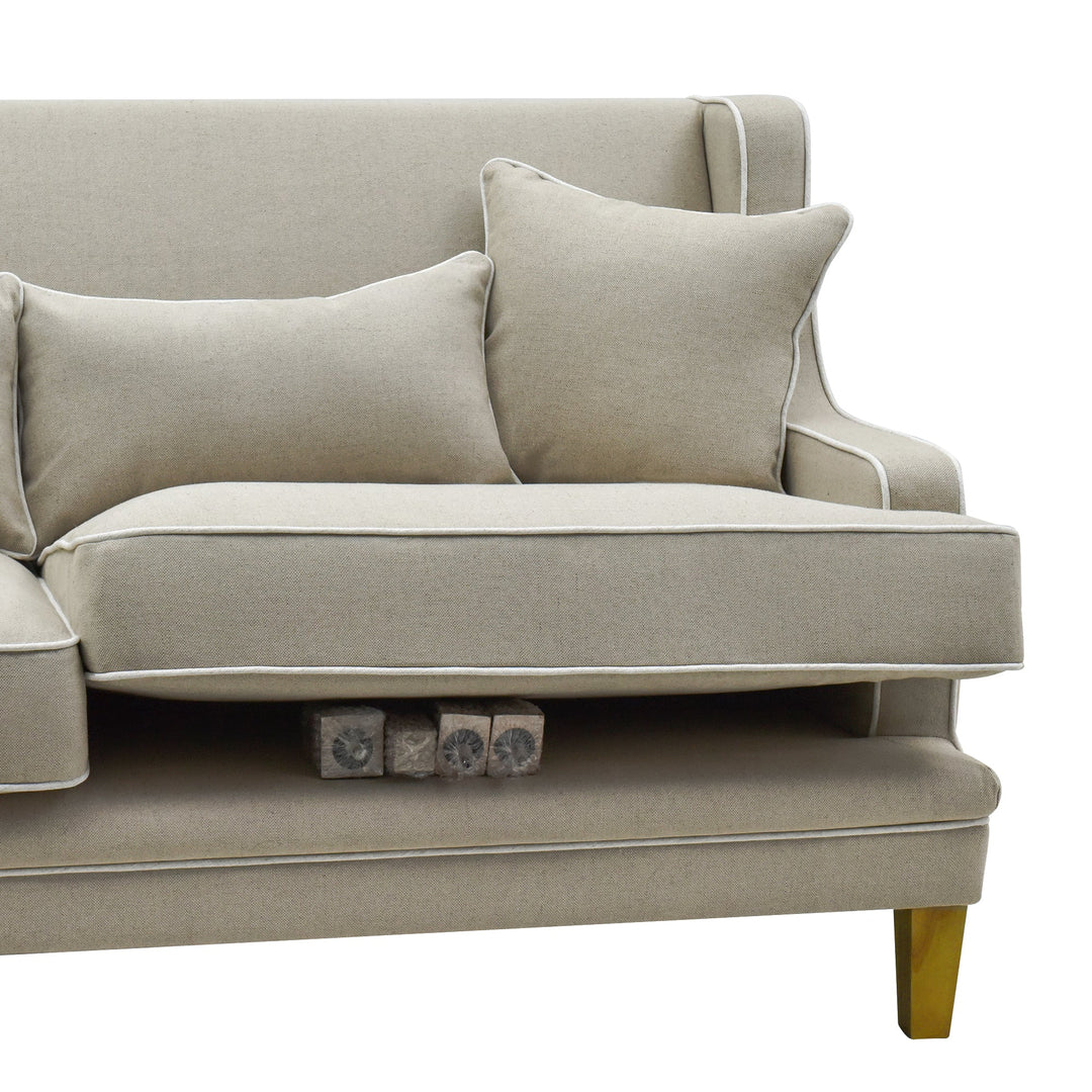 Bondi 2.5 Seat Sofa Natural with White Piping