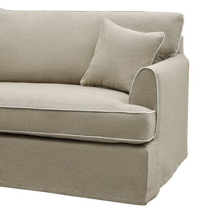 Slip Cover Only - Byron 4 Seat Hamptons Sofa Natural w/White piping Linen Blend