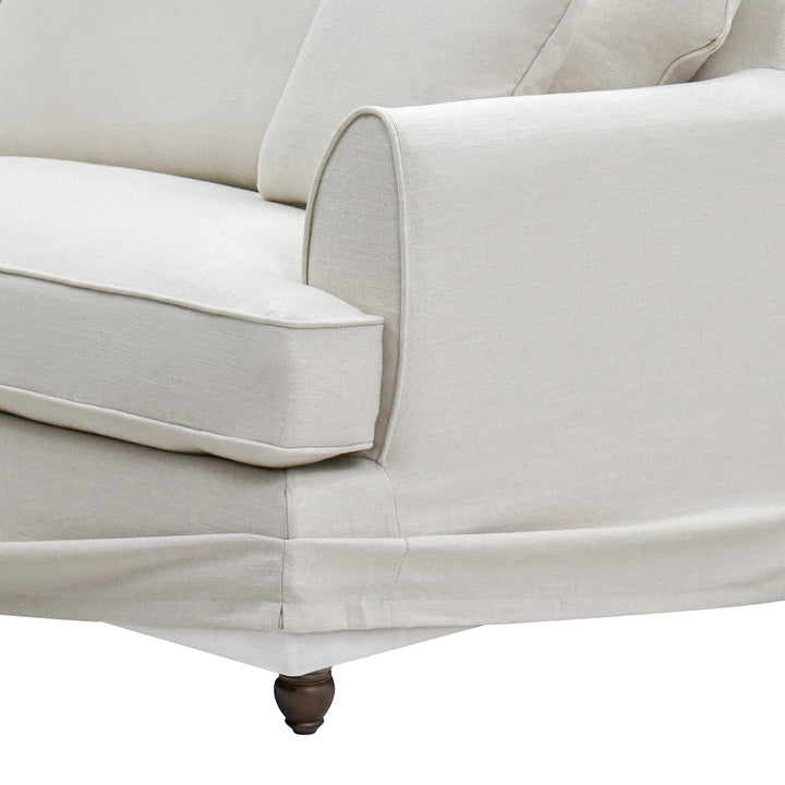 Slip Cover Only - Byron 4 Seat Hamptons Sofa Ivory Linen Blend