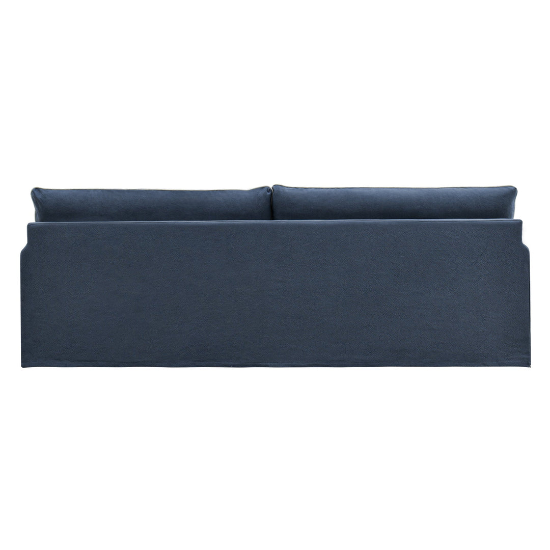 Slip Cover Only - Byron 4 Seat Hamptons Sofa Navy W/White Piping Linen Blend