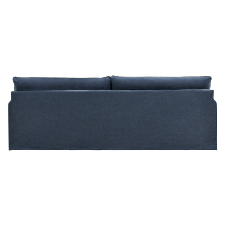 Slip Cover Only - Byron 4 Seat Hamptons Sofa Navy W/White Piping Linen Blend