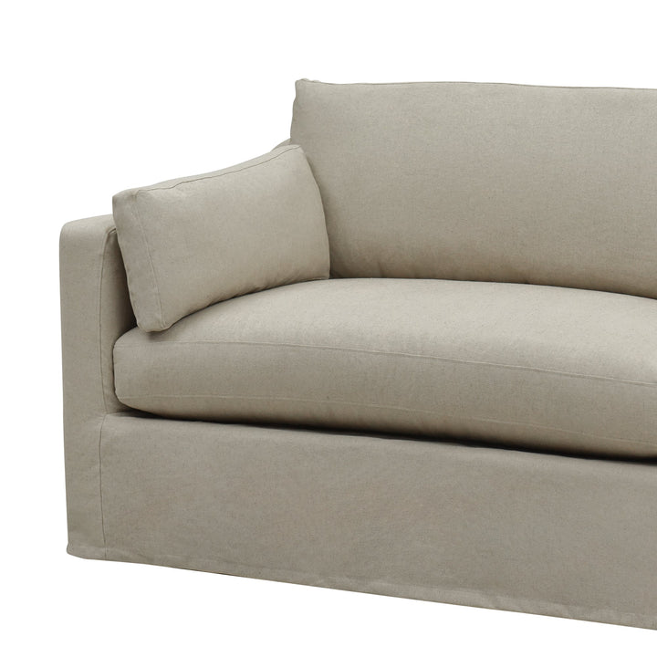 Slip Cover Only - Clovelly 4 Seat Hamptons Sofa Natural W/White piping Linen Blend