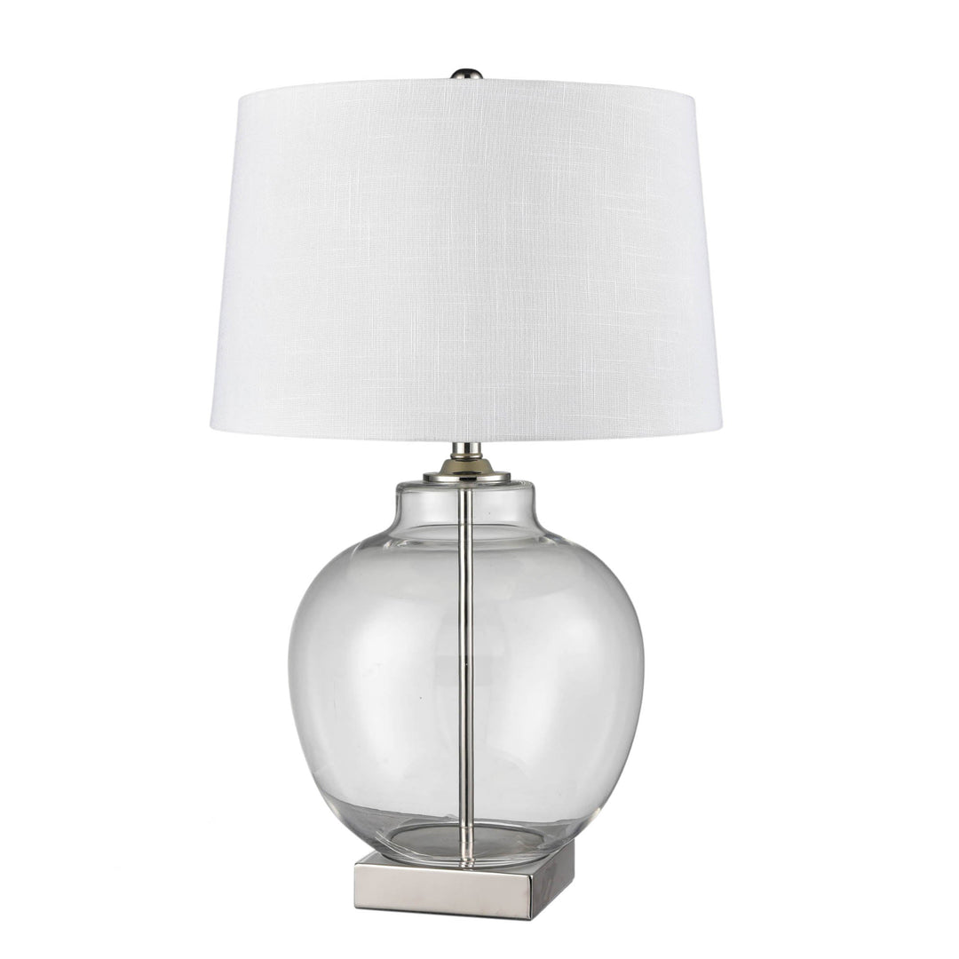 Ellyn Glass and Nickel Lamp with White Linen Shade