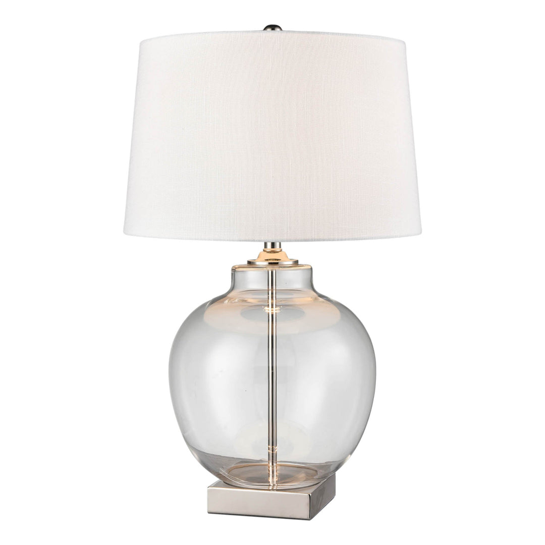 Ellyn Glass and Nickel Lamp with White Linen Shade