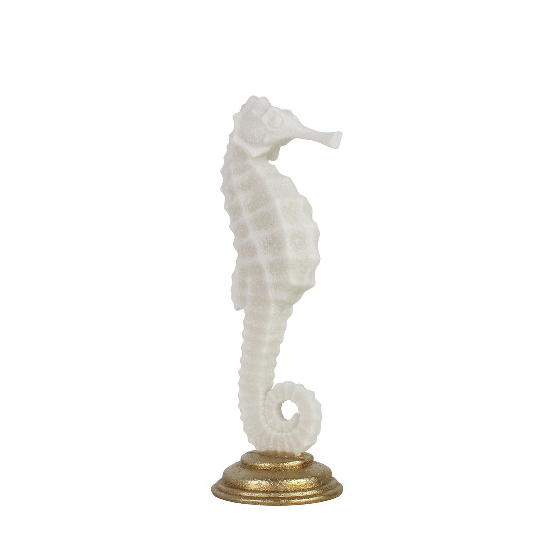 Marine White Seahorse Statue Large