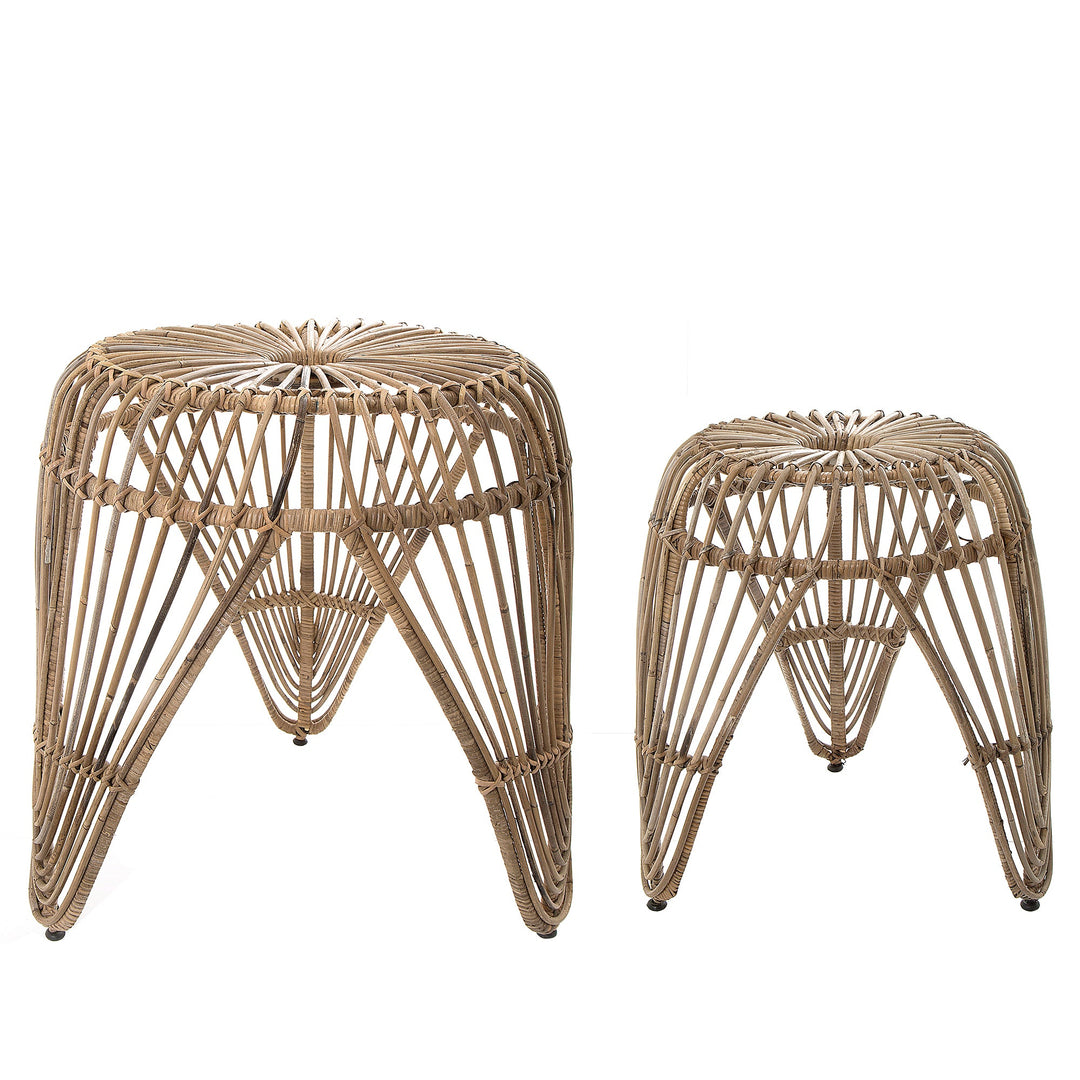 Puri Rattan Trio Leg Side Tables Set of 2