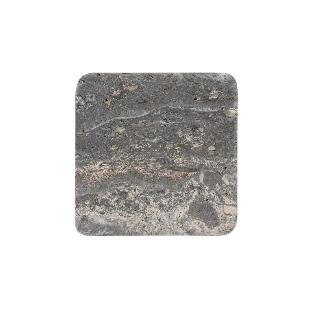 PRE-ORDER Graze Travertine Coaster  Square Dark Brown