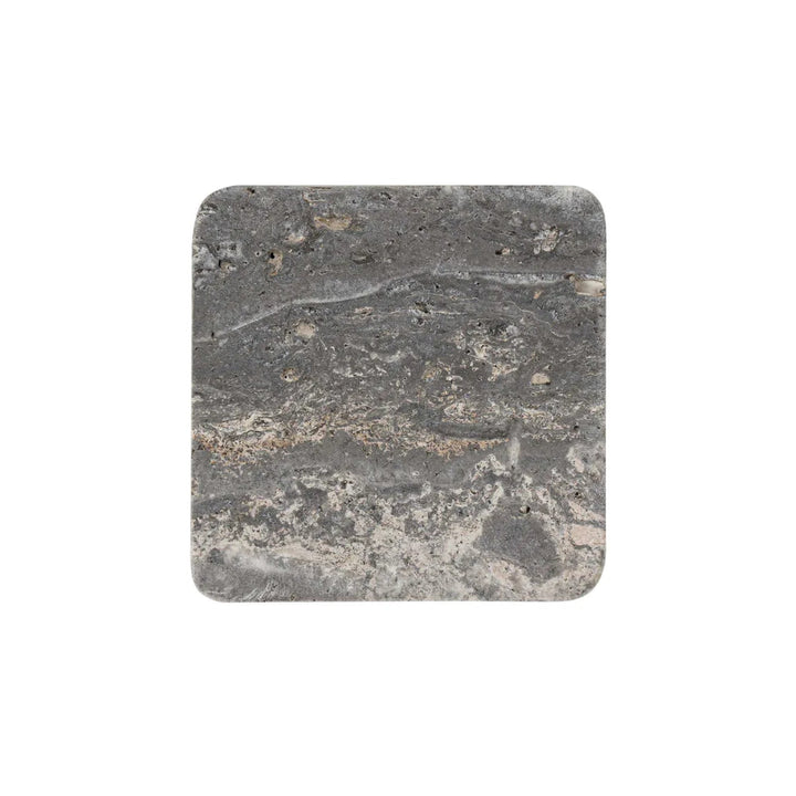 PRE-ORDER Graze Travertine Coaster  Square Dark Brown