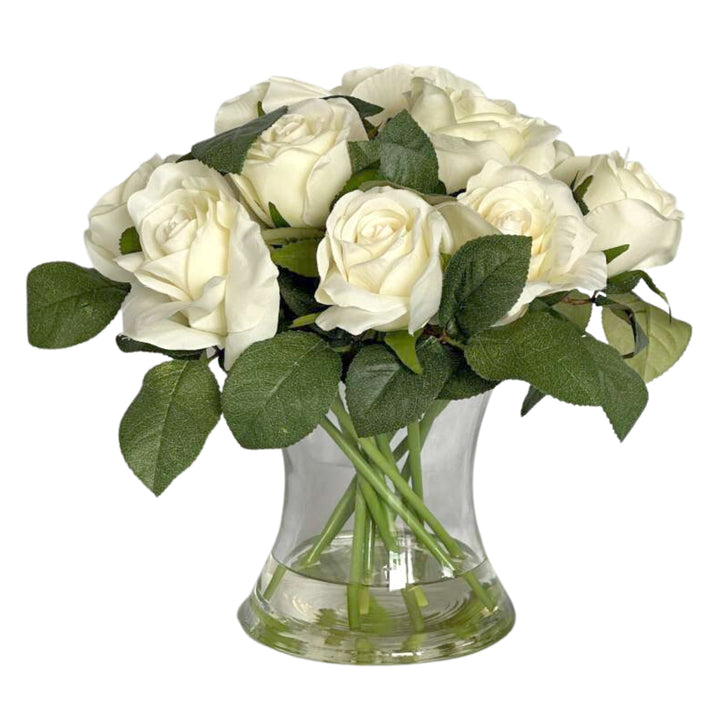Rose in Glass Vase White