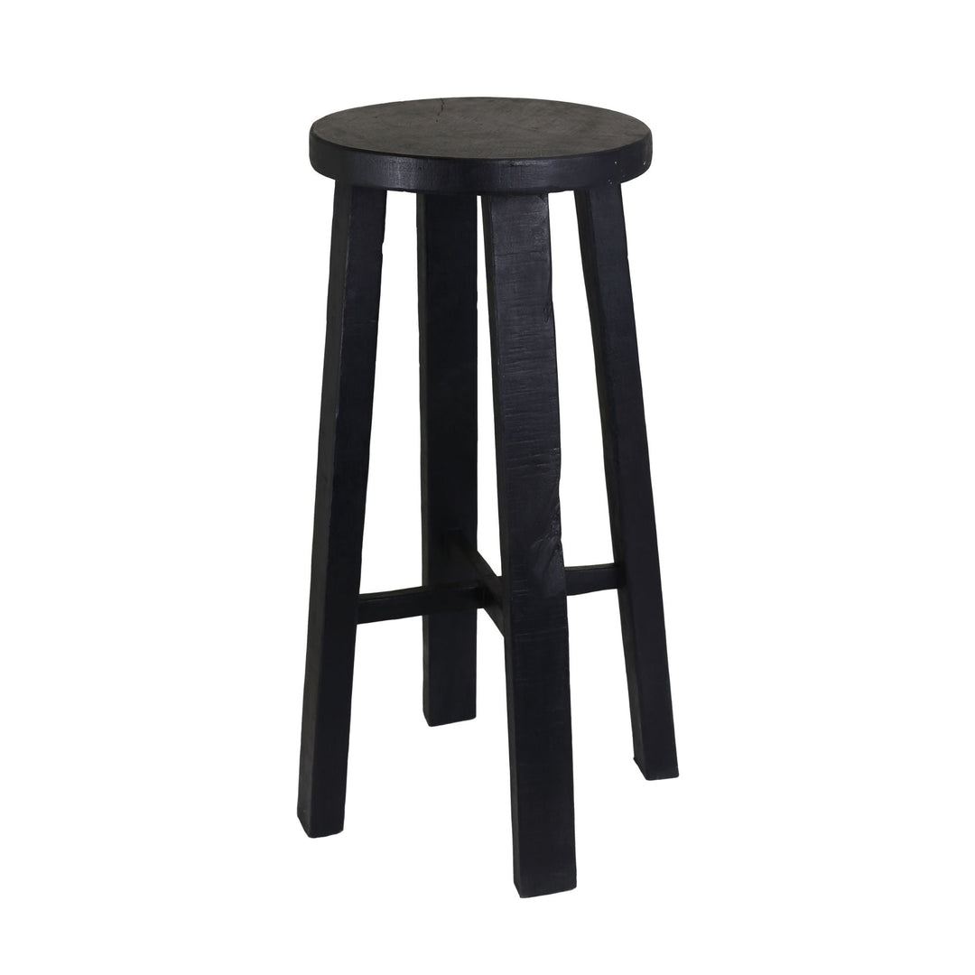 Paramus Teak Round Barstool Black