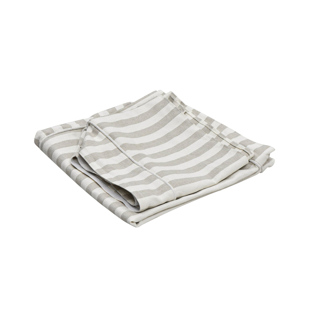 Ottoman Slip Cover - Noosa Natural Stripe
