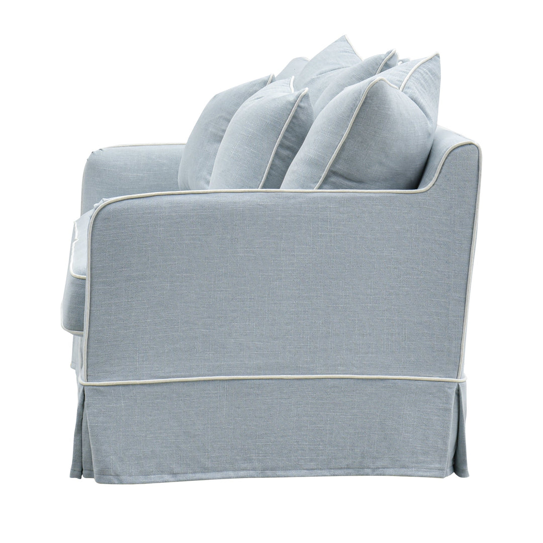 Slip Cover Only - Noosa 2.5 Seat Hamptons Sofa Beach W/White Piping Linen Blend