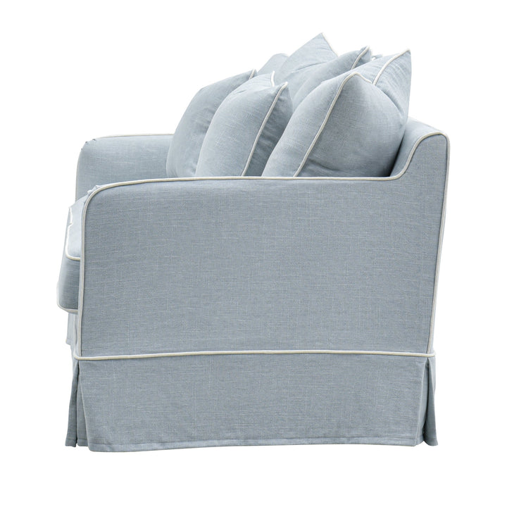 Slip Cover Only - Noosa 2.5 Seat Hamptons Sofa Beach W/White Piping Linen Blend