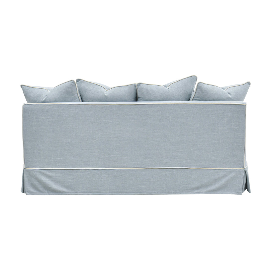 Slip Cover Only - Noosa 2.5 Seat Hamptons Sofa Beach W/White Piping Linen Blend