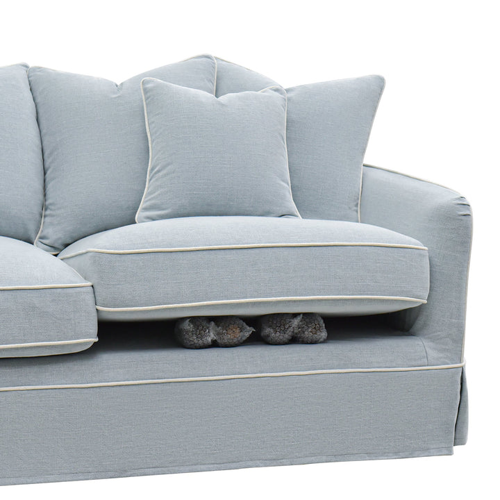 Slip Cover Only - Noosa 2.5 Seat Hamptons Sofa Beach W/White Piping Linen Blend