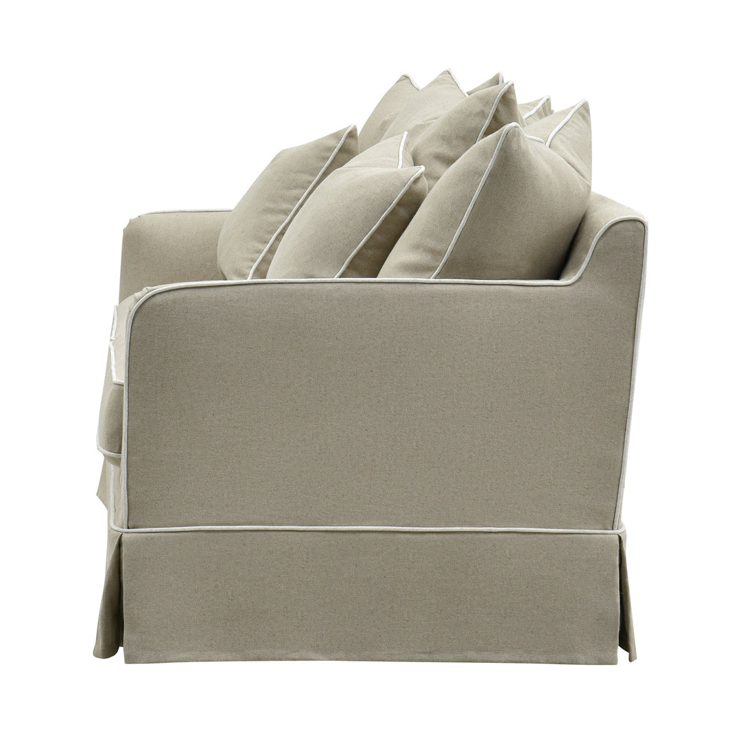 Slip Cover Only - Noosa 2.5 Seat Hamptons Sofa Natural W/White piping Linen Blend