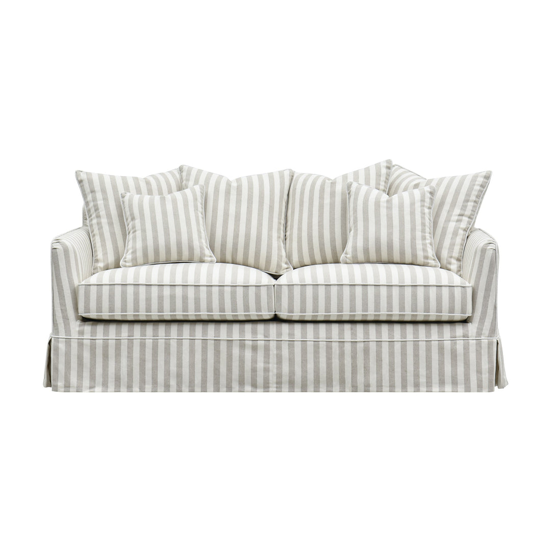Slip Cover Only - Noosa 2.5 Seat Hamptons Sofa Natural Stripe Linen Blend