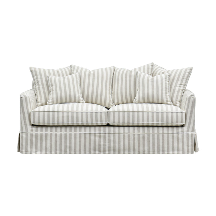 Slip Cover Only - Noosa 2.5 Seat Hamptons Sofa Natural Stripe Linen Blend