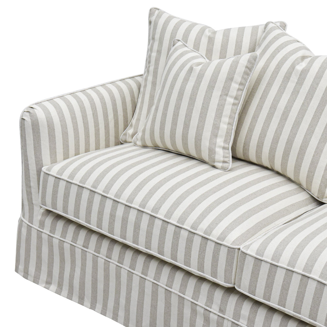 Slip Cover Only - Noosa 2.5 Seat Hamptons Sofa Natural Stripe Linen Blend