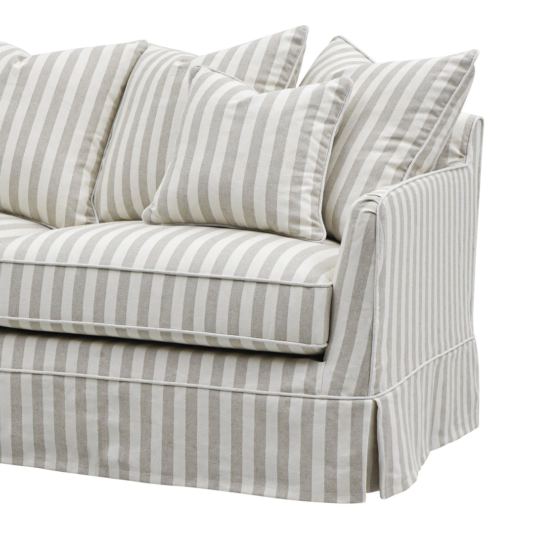 Slip Cover Only - Noosa 2.5 Seat Hamptons Sofa Natural Stripe Linen Blend