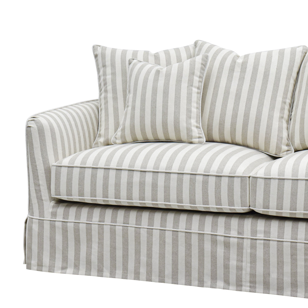 Slip Cover Only - Noosa 2.5 Seat Hamptons Sofa Natural Stripe Linen Blend