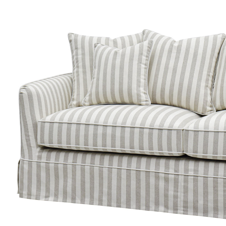 Slip Cover Only - Noosa 2.5 Seat Hamptons Sofa Natural Stripe Linen Blend