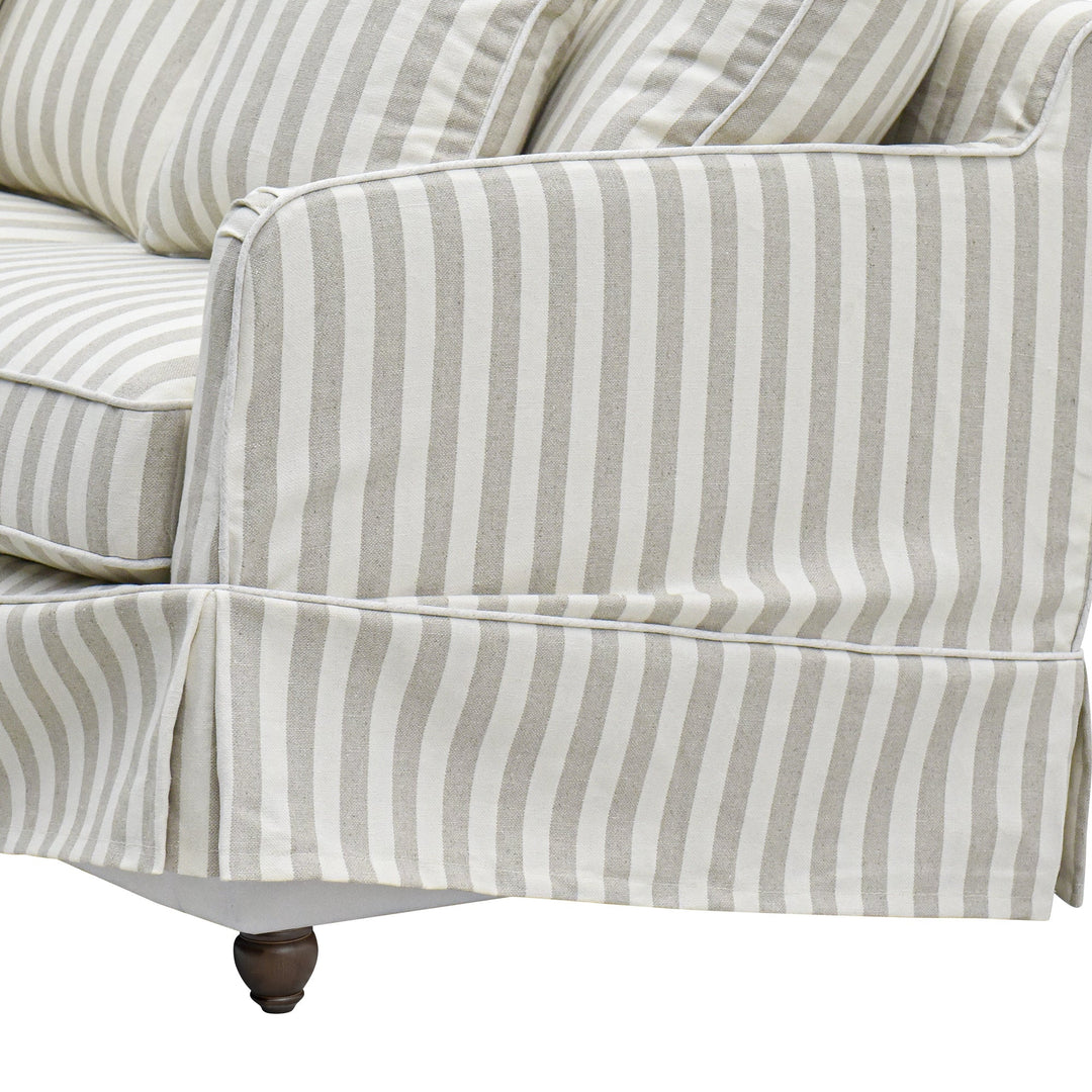 Slip Cover Only - Noosa 2.5 Seat Hamptons Sofa Natural Stripe Linen Blend