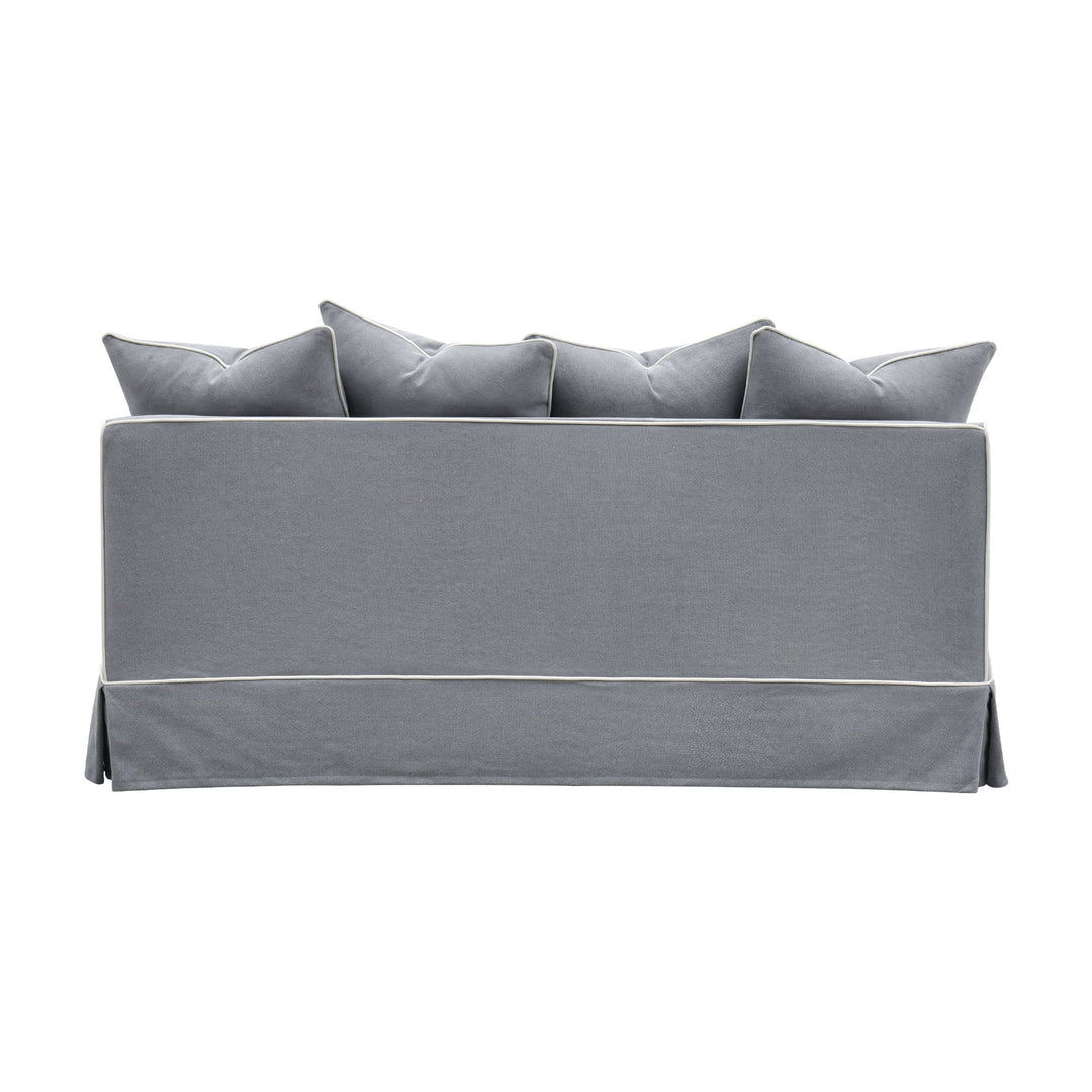 Slip Cover Only - Noosa 2.5 Seat Hamptons Sofa Grey W/White piping Linen Blend