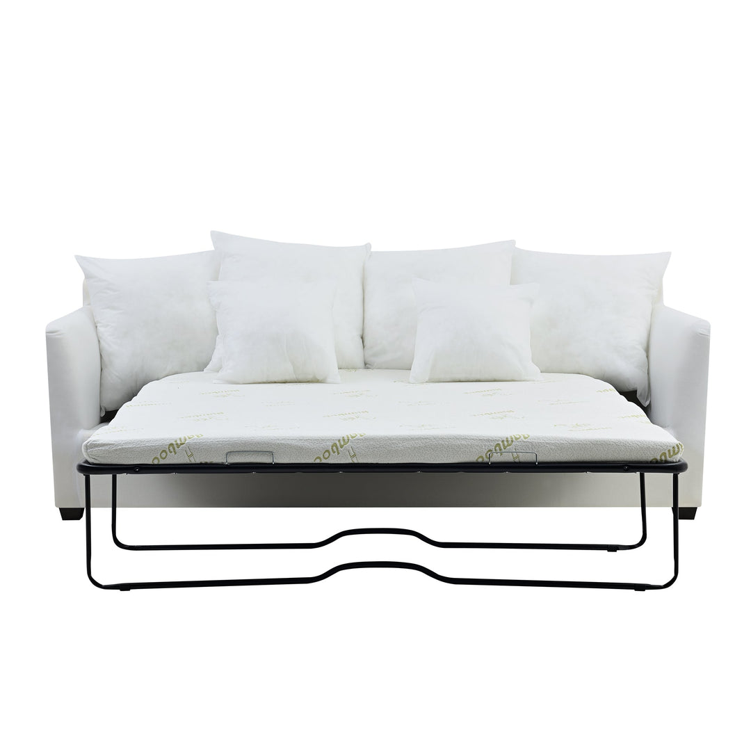 Noosa 3 Seat Hamptons Queen Sofa Bed Sky Blue Stripe