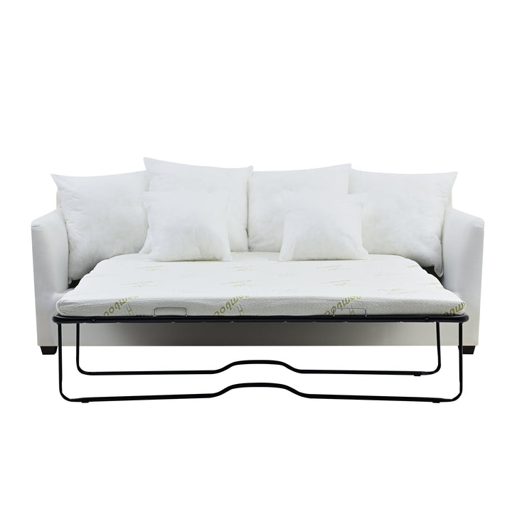 Noosa 3 Seat Hamptons Queen Sofa Bed Sky Blue Stripe