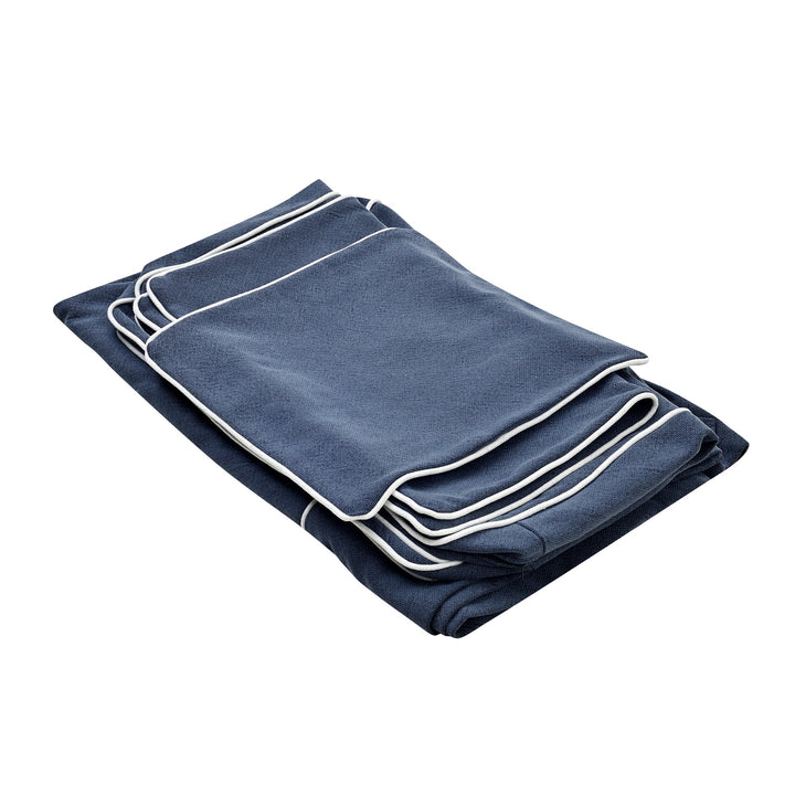 Slip Cover Only - Byron 4 Seat Hamptons Sofa Navy W/White Piping Linen Blend