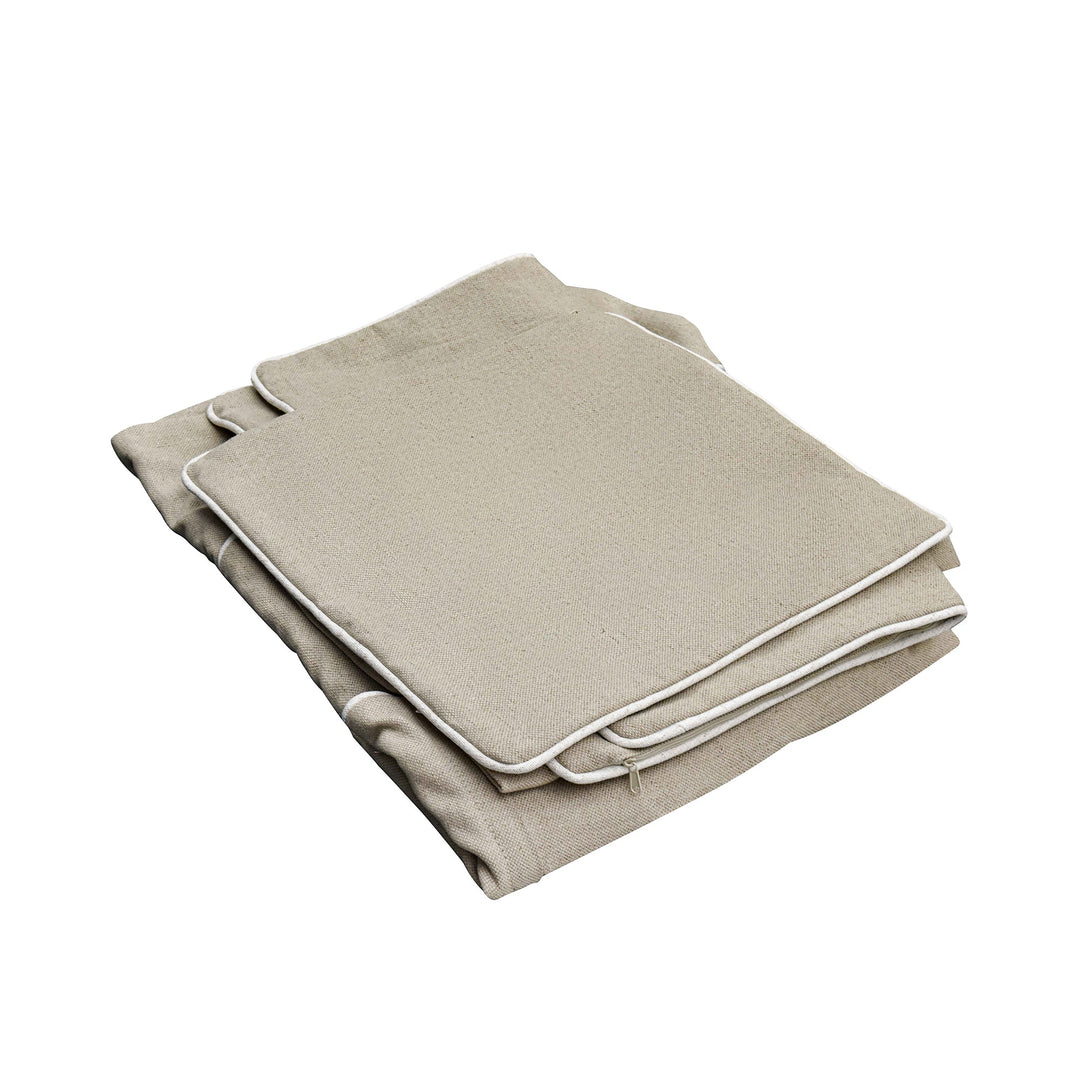 Armchair Slip Cover - Avalon Natural W White Piping