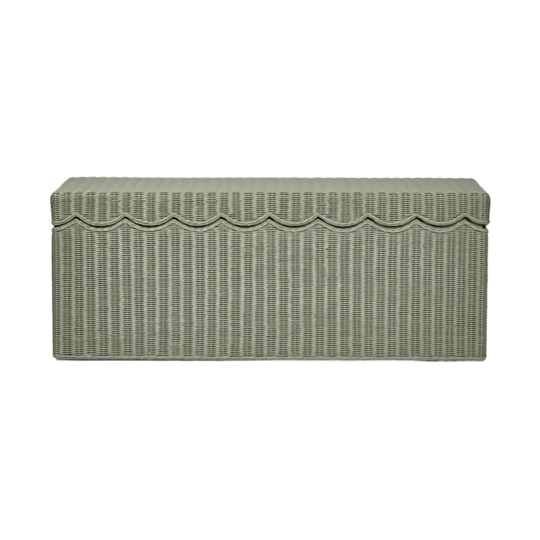 Belle Rattan Storage Bench Green