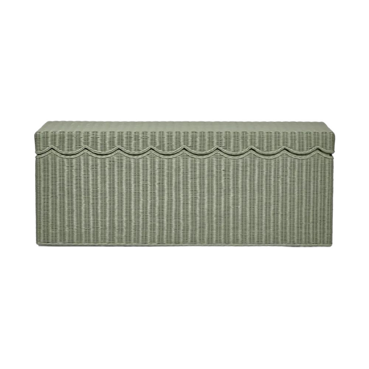 Belle Rattan Storage Bench Green