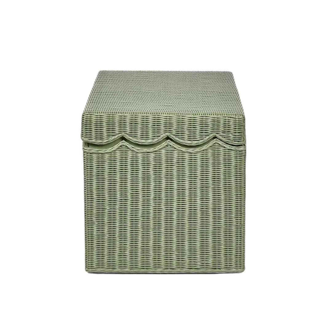 Belle Rattan Storage Bench Green