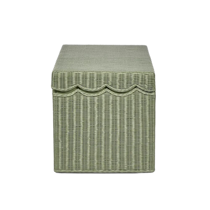 Belle Rattan Storage Bench Green